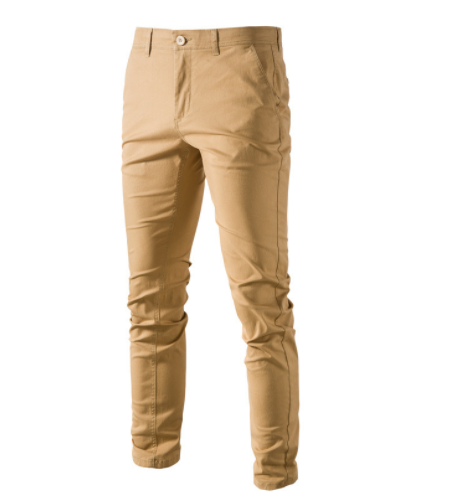 Pantalon pour hommes coupe slim de couleur unie