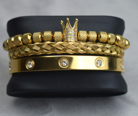 Pulseiras masculinas Roman Royal Charm Aço inoxidável