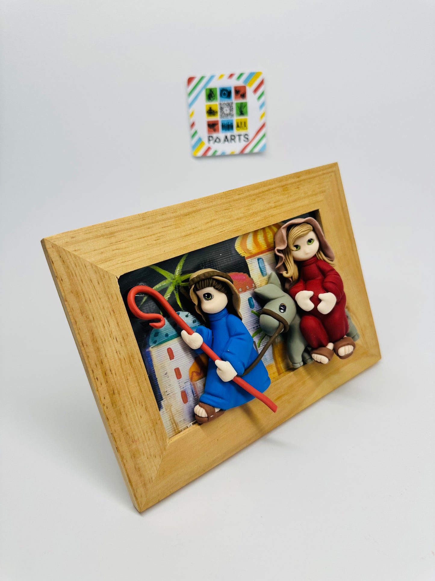 Peinture 3D de Joseph et Marie en enclos En porcelaine froide