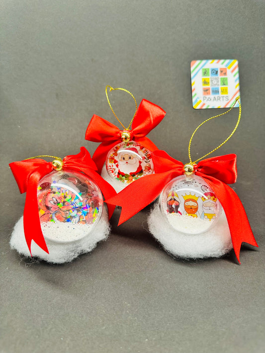 Bright Christmas balls with red lacer 3 pieces