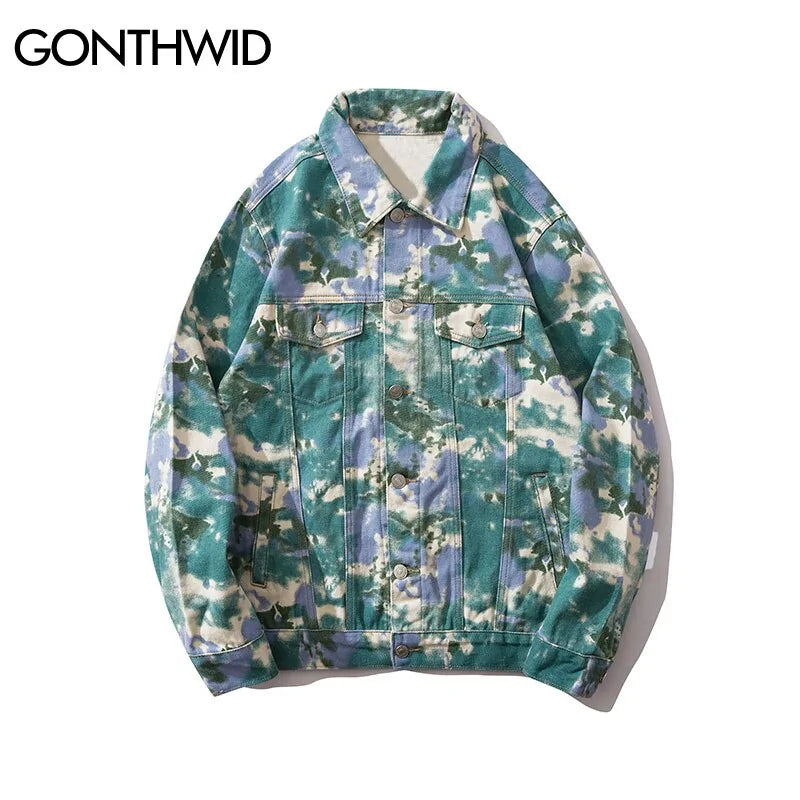 Veste en jean camouflage tie dye