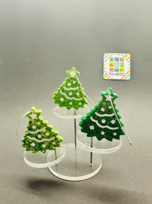 Resin decorations for Christmas tree small trees 3 piece