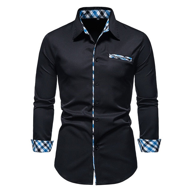 Camisas formais xadrez patchwork para homens