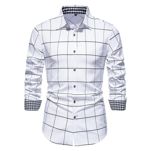 Camisas formais xadrez patchwork para homens