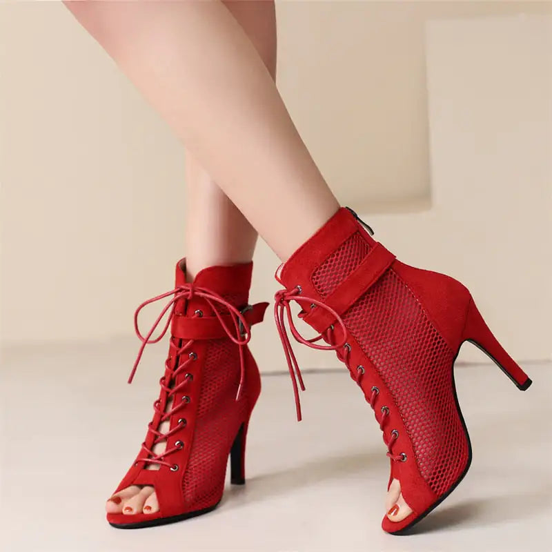 Nossas Botas Peep Toe Gladiator Ankle Boots