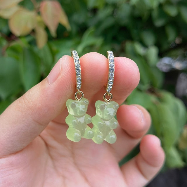 Cute Acrylic Gummy Bear Dangle Earrings