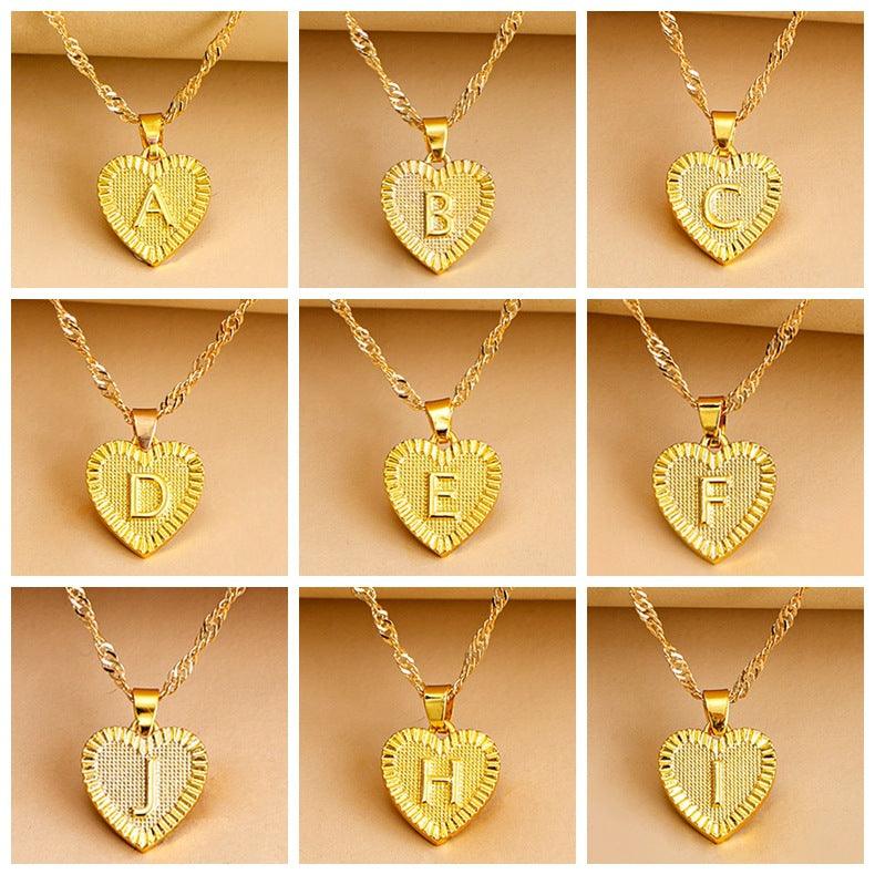 Collier pendentif coeur lettre initiale