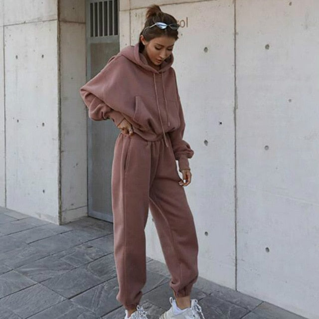 Ensemble sweat à capuche et pantalon chaud pour femme