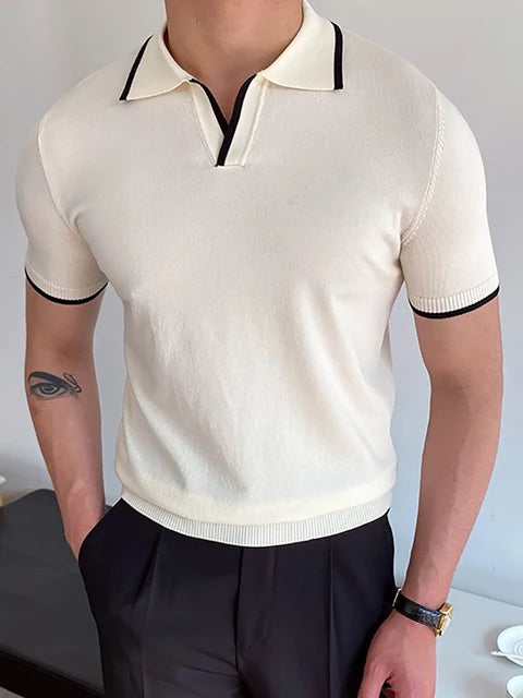 Camisas polo masculinas de verão de manga curta