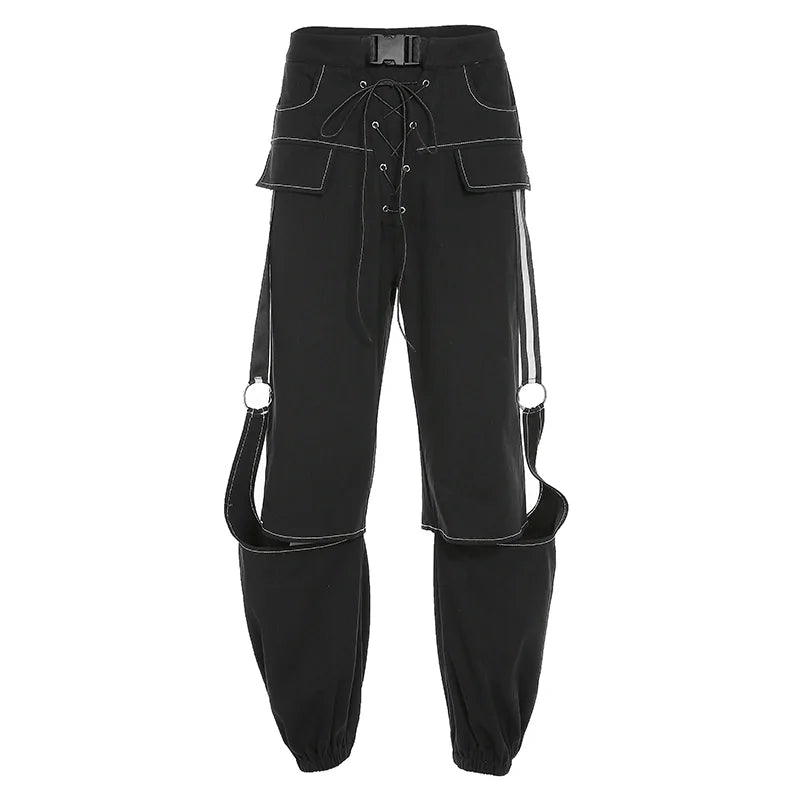 Calça cargo preta da moda streetwear