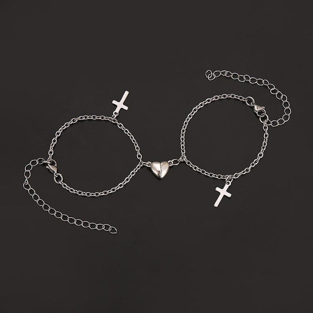 Heart Magnet Bracelet for Lovers 2Pcs