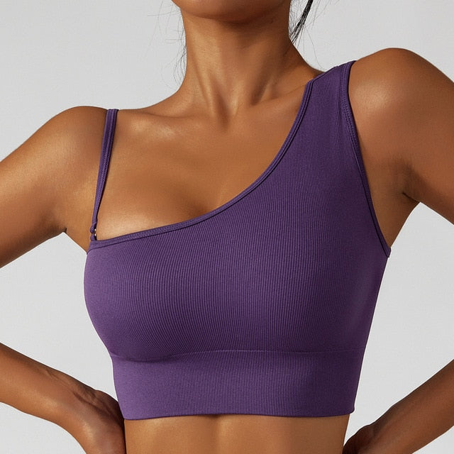 Hauts de vêtements de yoga à épaules obliques sexy d'été