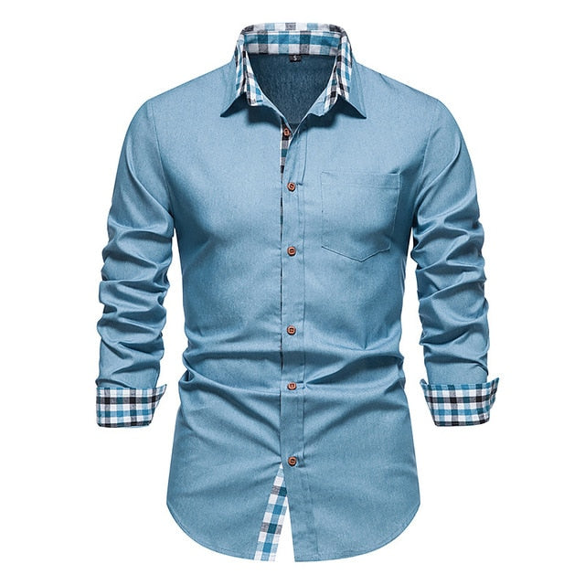 Camisas formais xadrez patchwork para homens