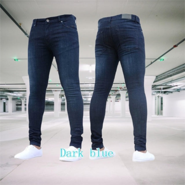 Pantalons pour hommes Jeans extensibles à fermeture éclair rétro