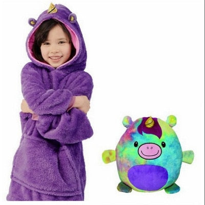 Couverture à capuche pour enfants et animaux domestiques, peluche douce