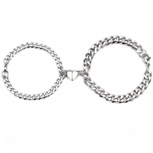 Bracelet aimanté en forme de cœur pour amoureux, 2 pièces