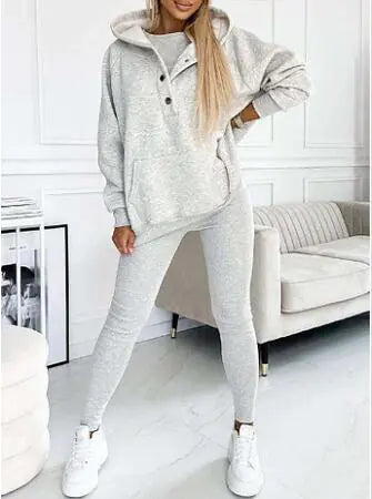 Hoodie Vest Pants Set For Women