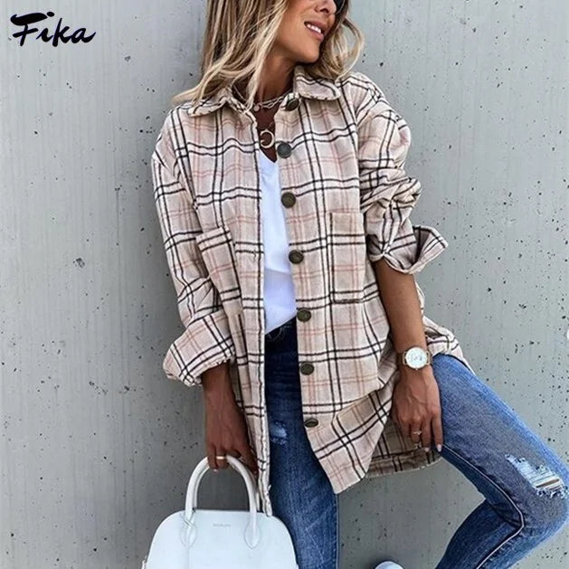 Veste chemise à carreaux oversize pour femme