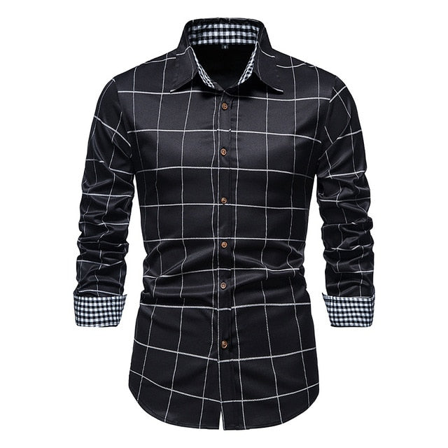 Camisas formais xadrez patchwork para homens