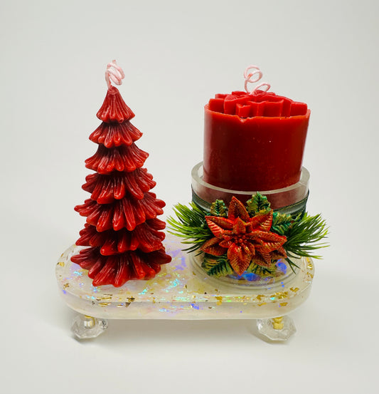 Decoração de Natal com Velas e Poinsétia