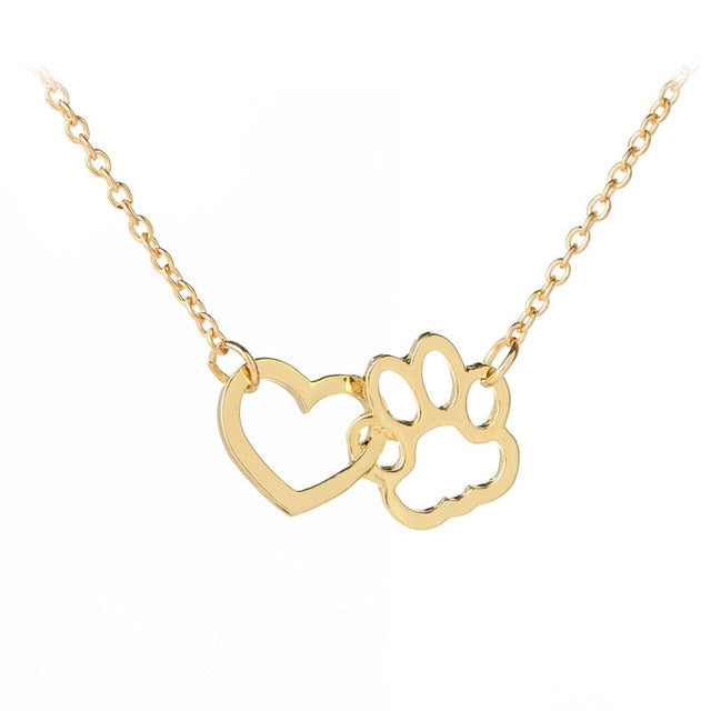 Collier coeur d'amour patte d'animal de compagnie