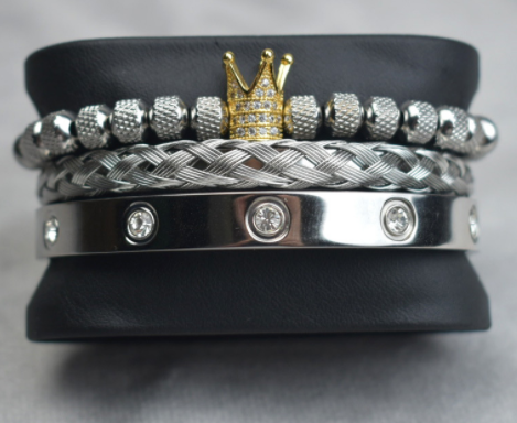 Pulseiras masculinas Roman Royal Charm Aço inoxidável