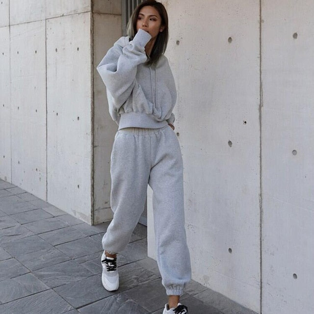 Ensemble sweat à capuche et pantalon chaud pour femme