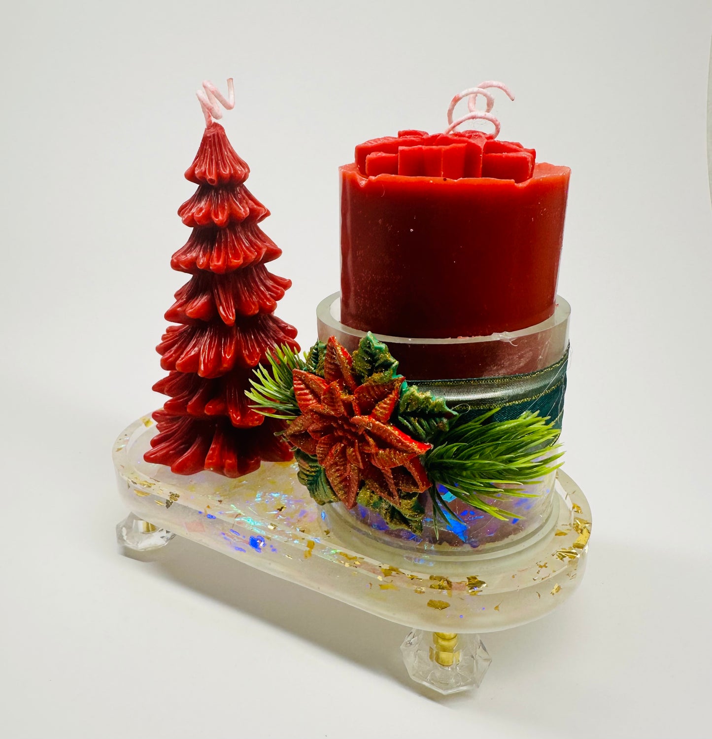 Decoração de Natal com Velas e Poinsétia