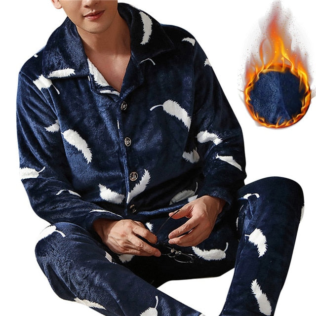 Pyjamas de nuit en polaire corail pour hommes