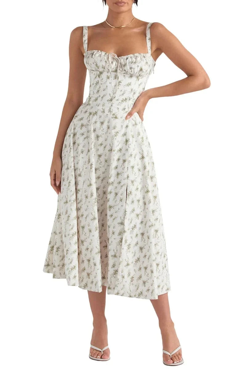 Robe florale à taille abdominale