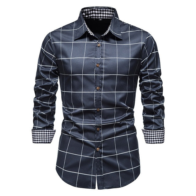 Camisas formais xadrez patchwork para homens