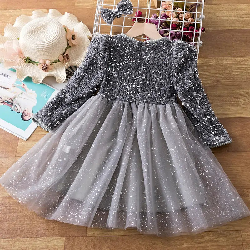 Robe de printemps à paillettes pour enfants