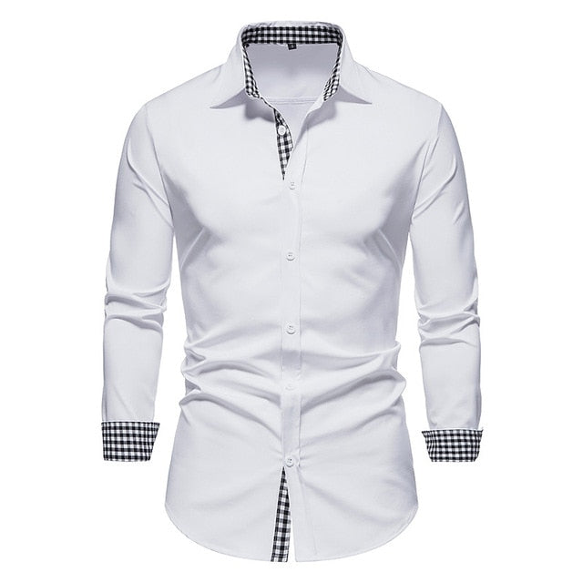 Camisas formais xadrez patchwork para homens