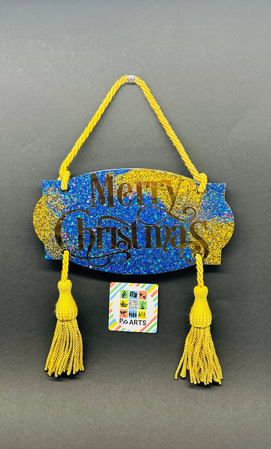 Christmas Decorative Plaque in Sparkling Resin