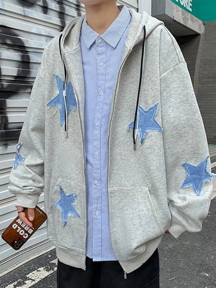 Sweat à capuche zippé Star Patch pour homme