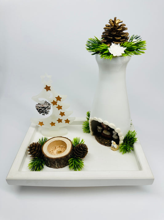 Christmas Decoration with Candle Holder and Mushroom House