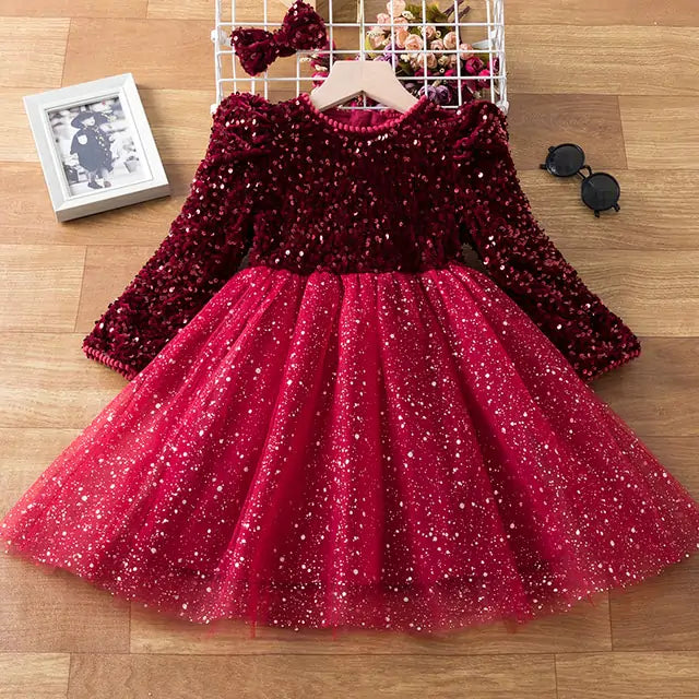 Robe de printemps à paillettes pour enfants