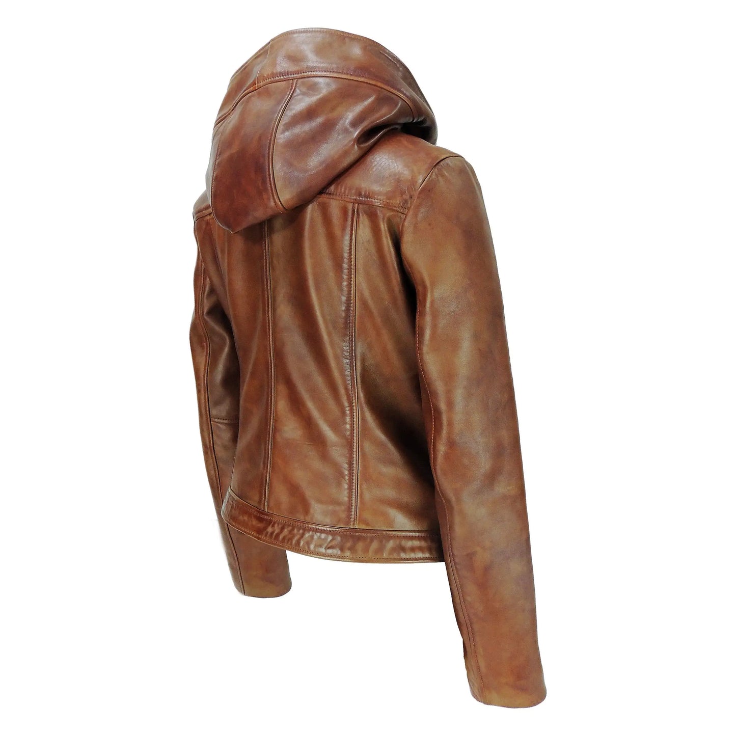 Veste en cuir à capuche pour femme à la mode