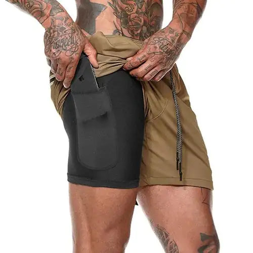 Short de course 2 en 1 pour hommes, Jogging, Gym, Fitness