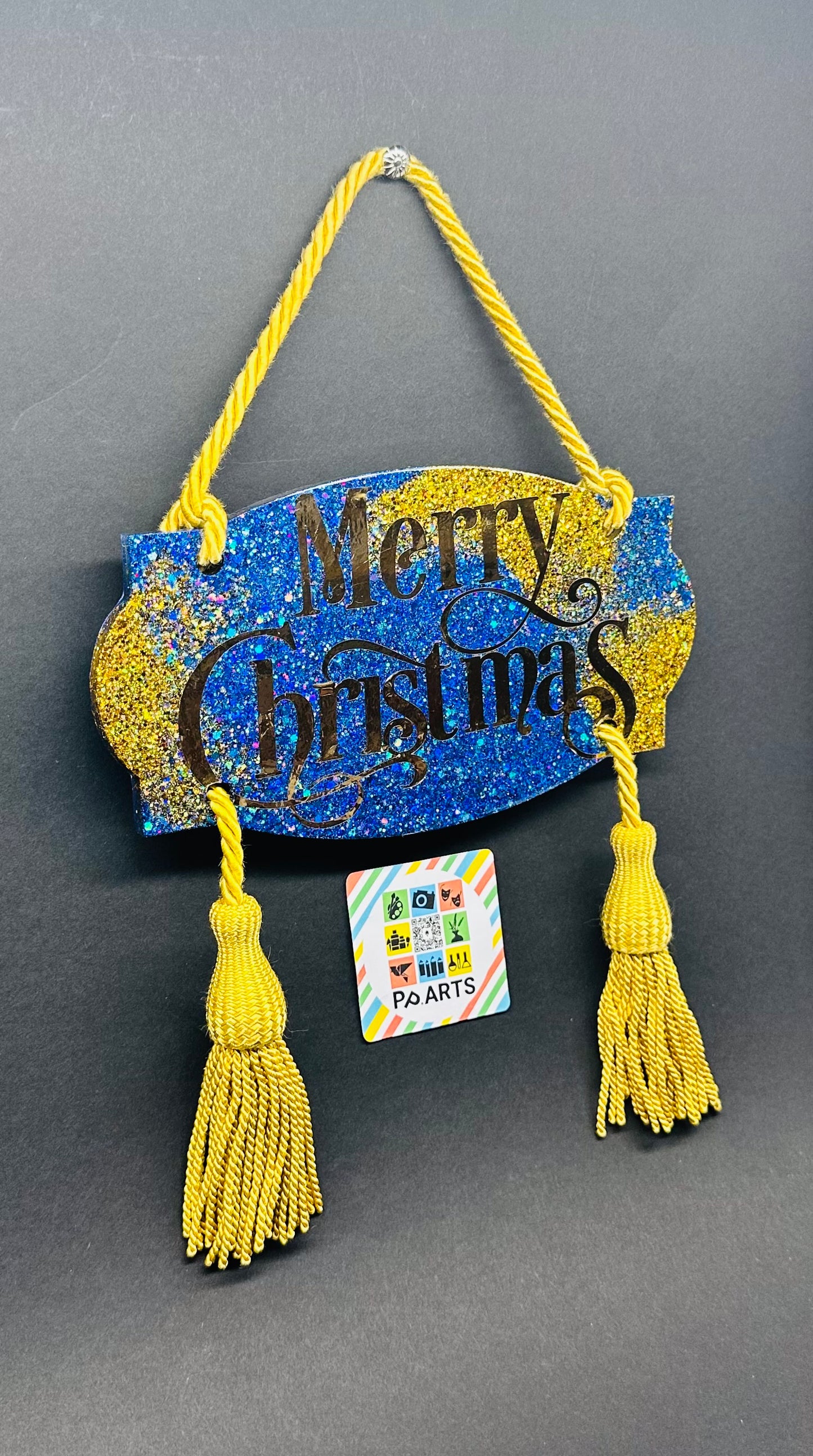 Placa Decorativa de Natal em Resina Brilhante