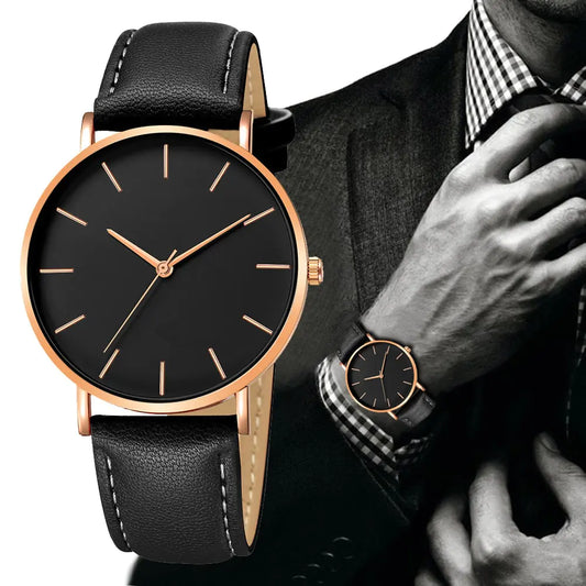 Montres de luxe simples en cuir pour hommes