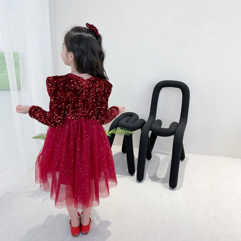 Robe de printemps à paillettes pour enfants