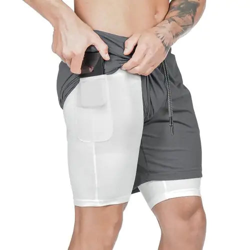 Short de course 2 en 1 pour hommes, Jogging, Gym, Fitness