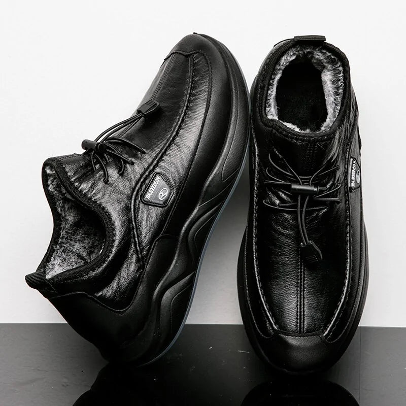 Black Lace-Up Breathable Leather Shoes