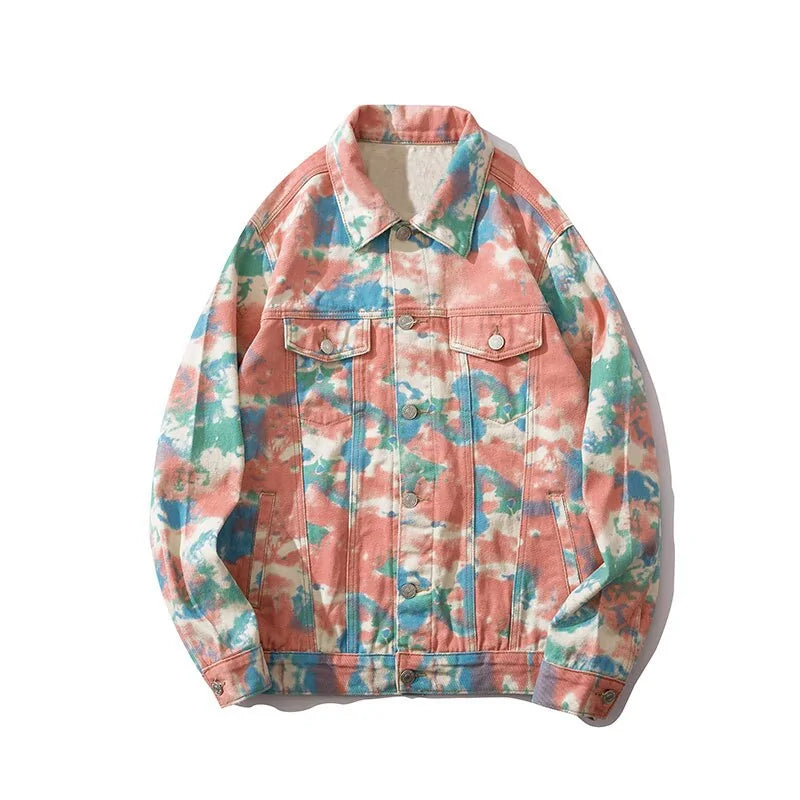 Veste en jean camouflage tie dye