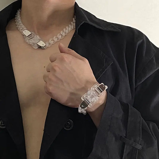 Collier chaîne pour hommes à boucle transparente