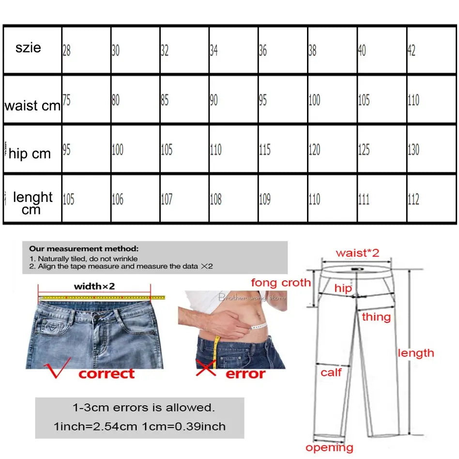 Calças jeans masculinas casuais de algodão reto de alta qualidade