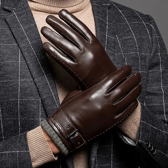 Gants d'hiver en cuir pour hommes