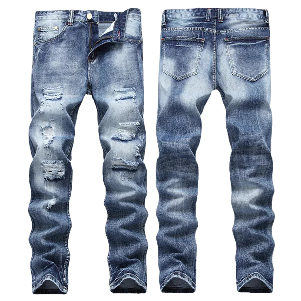 Jeans Skinny Rasgado da Moda para Homens