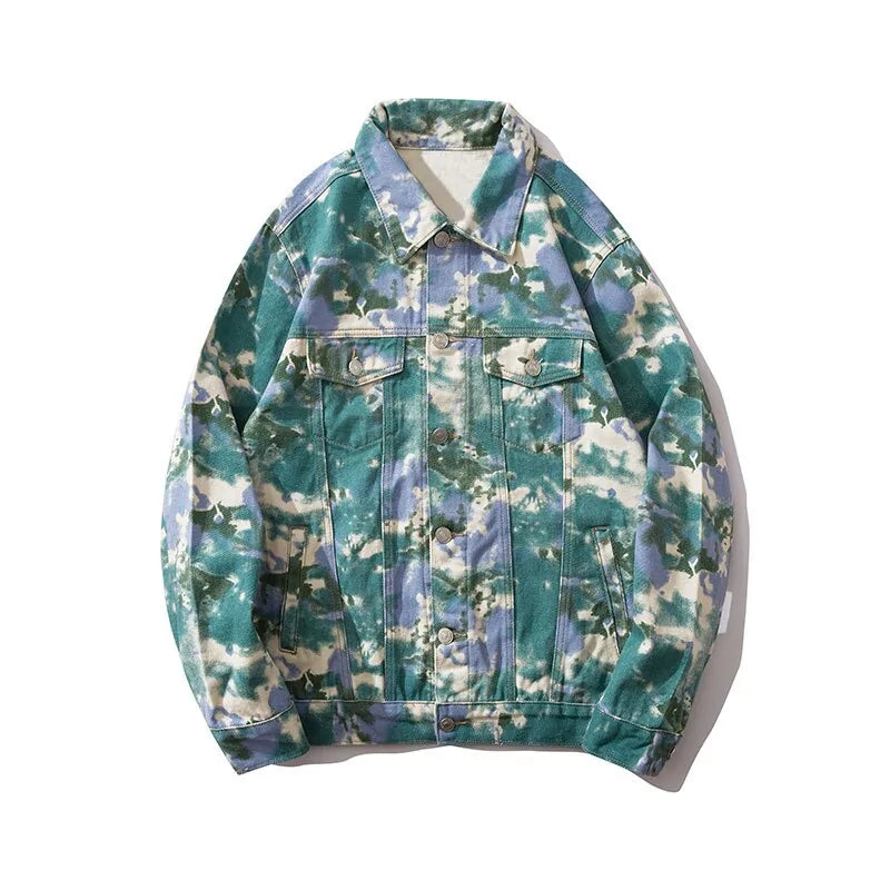 Veste en jean camouflage tie dye